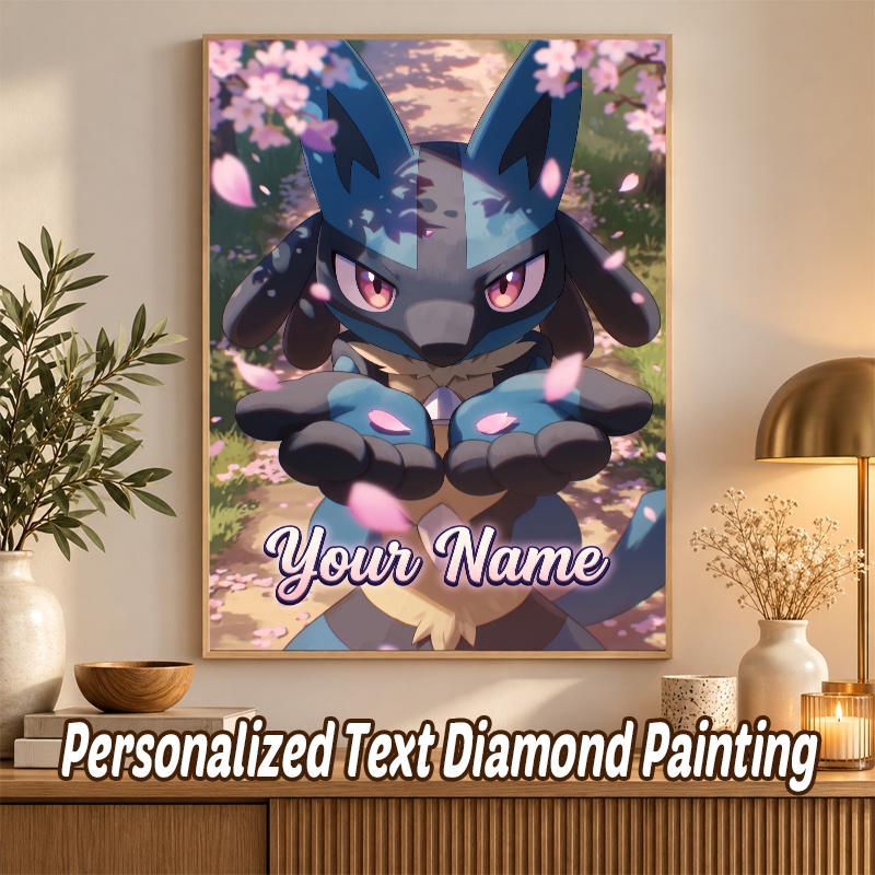 Lucario Custom Name Diamond Painting Personalized 5D Full Drill DIY Diamond Art Home Decor