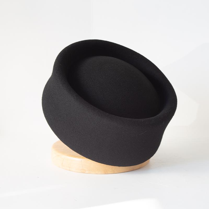 Autumn Winter 100% Wool Felt Blocked Beret Women Elegant Bread Pumpkin Berets Men Ladies Wedding Painter Pillbox Fascinator Hat