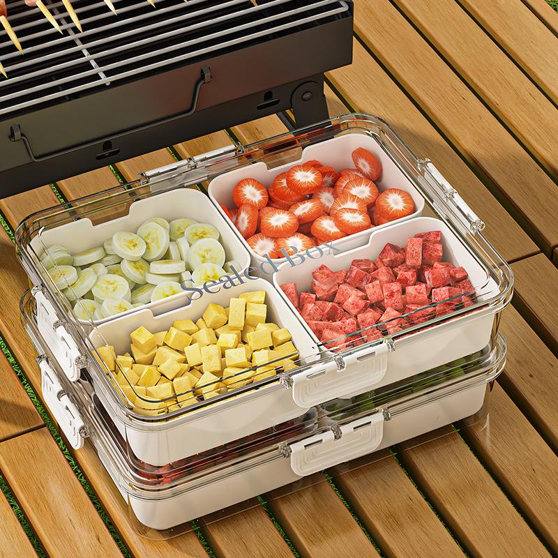 Large Capacity 4-Compartment Spice and Seasoning Storage Box