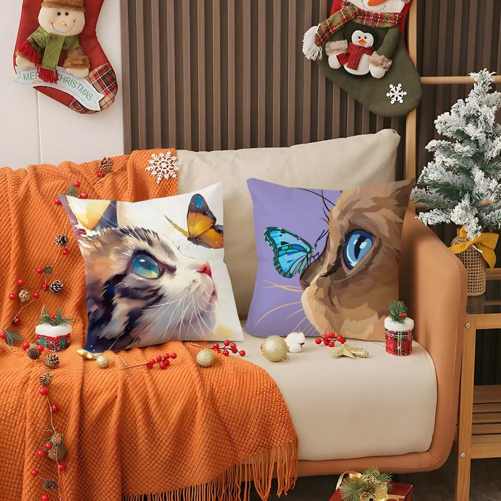 Cute Funny Cats In Internet Pillow Case Pattern Printed Pillowcase for Living Room Sofa Cushion Cover & Bedroom Decor