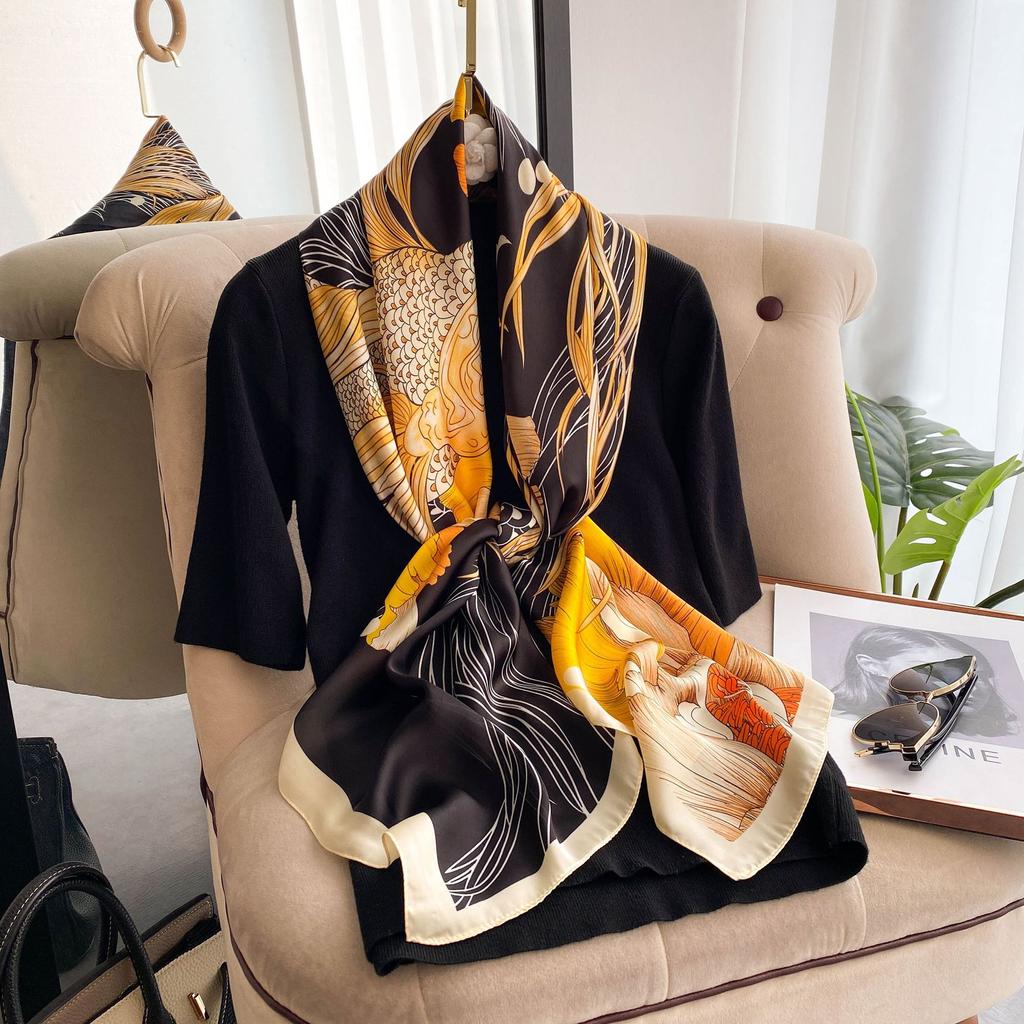 High-quality Luxurious Silk Scarves Headband Scarfs Neck Scarf For Women Chain Silk Scarf Women's Decorative Shawl