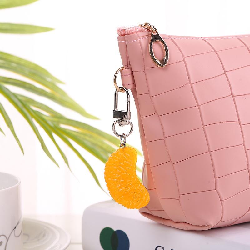 Realistic Fruit Orange Slice Keychain Pvc Alloy Keychain Pendant For Girls Wholesale