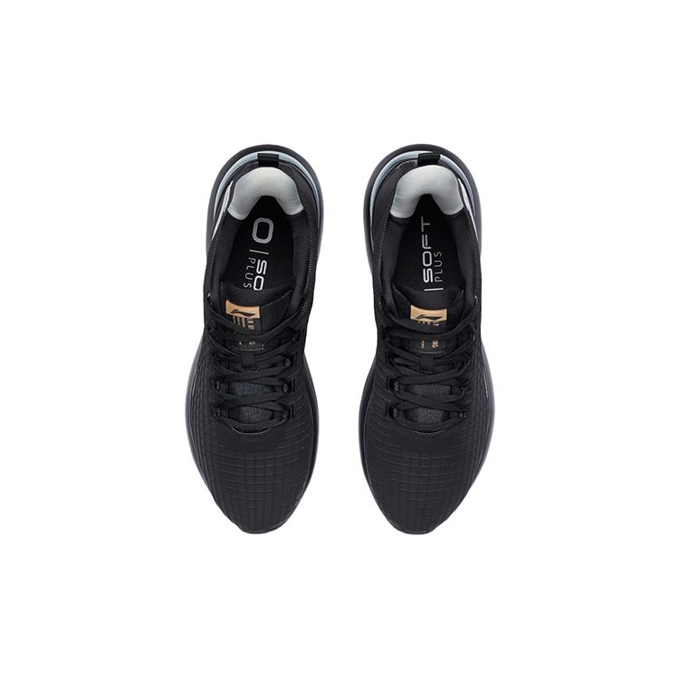 Li Ning Soft Plus Shock Absorbing Non-Slip Running Shoes Men Sneakers Black White AGLR257-1