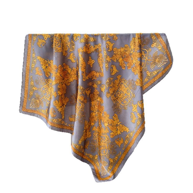 Retro Court Style Satin Simulation Silk Printing Large Square Scarf Silk Scarf Shawl Headscarf Neck Protection Scarf Women