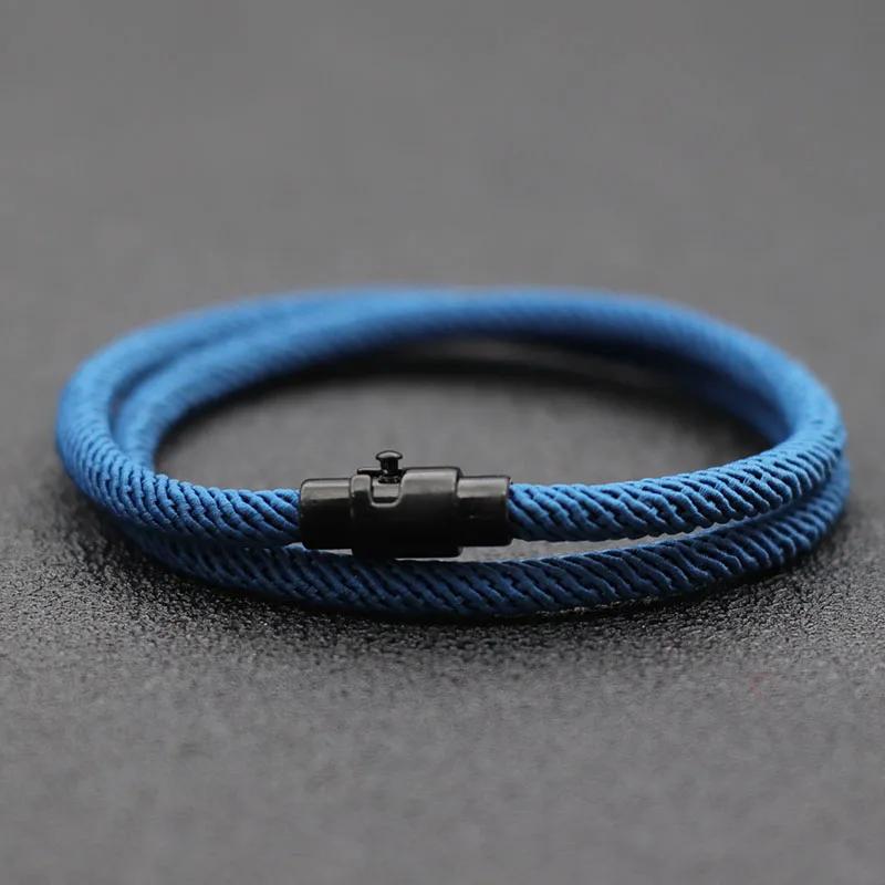 Simple Style Men Rope Bracelet Double Layer Survival Braclet Homme Accessories Boyfriend Gift Magnet Buckle Pulsera Hombre Joias