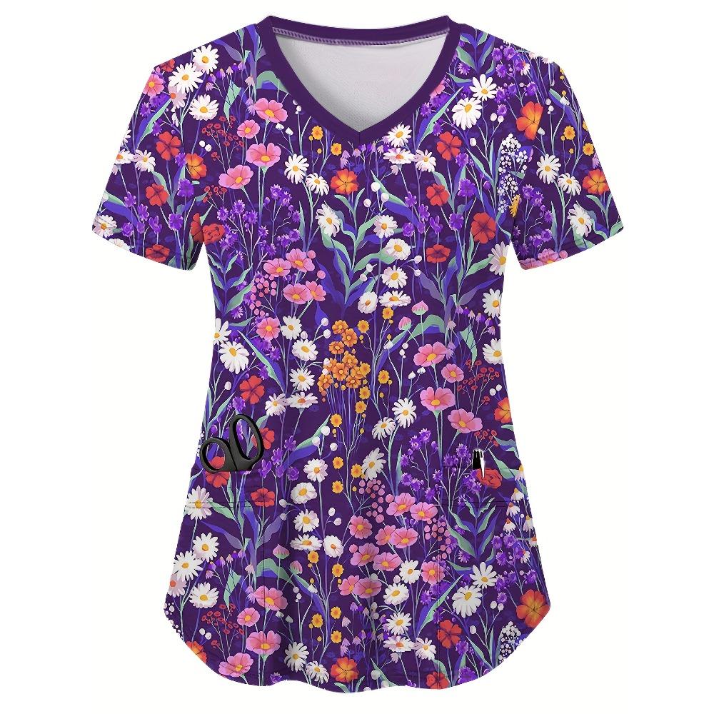 

Горячие Продажи Медицинский Халат Топ Женский Рабочий Униформа Блузка Короткий Рукав V-образный Вырез Печать Униформа Одежда Аксессуары для Медсестер Унисекс S