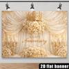 2D Anniversary Gold Crown and Rose Themed Backdrop Photo Background Banner
