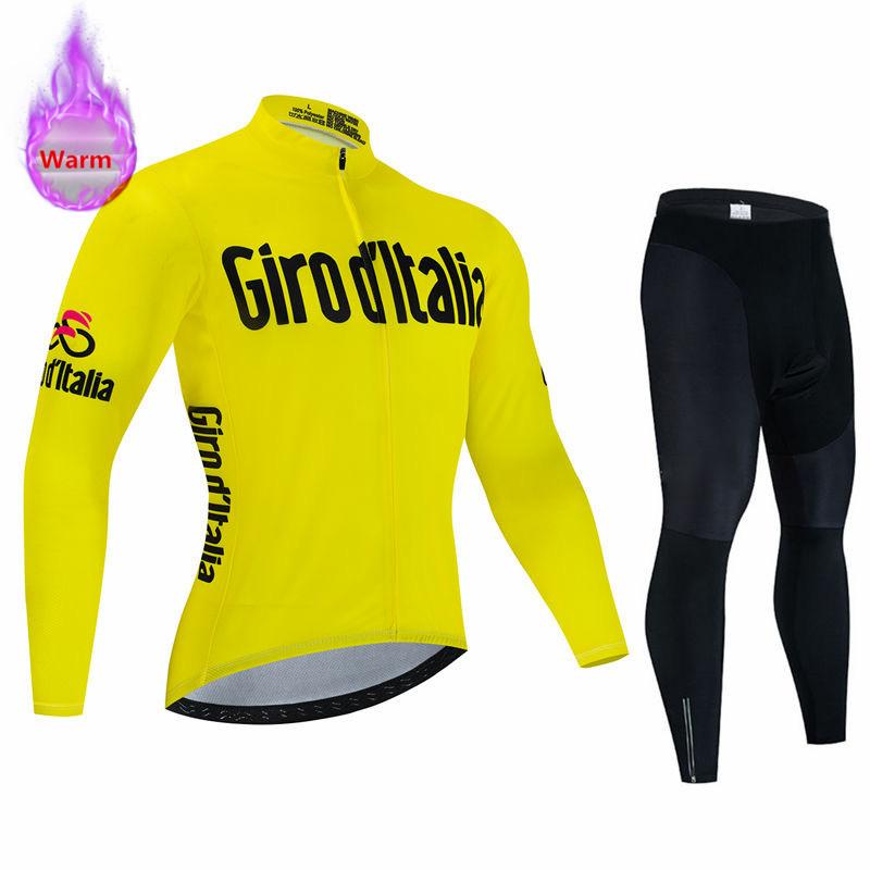 

Italia Winter Thermal Fleece Long Sleeve Cycling Jersey Set Bib Pants Ropa Ciclismo Bicycle Clothing MTB Bike Mens Pro Team Suit 5XL