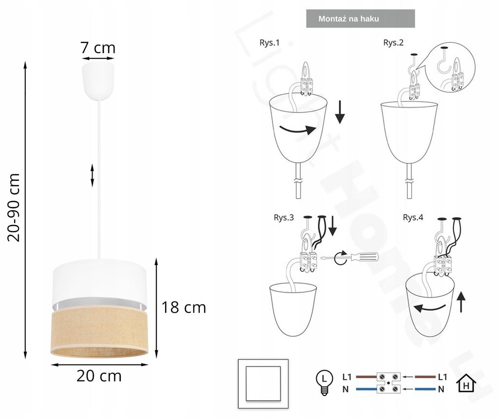 Hanging Lamp, Ceiling Chandelier, Lampshade 20 Cm White