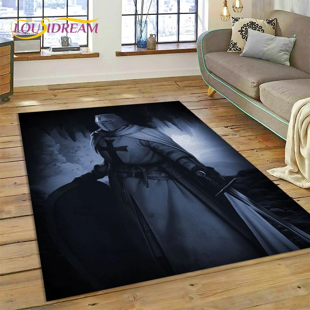 Cartoon 3D Crusaders Templar Black Knight  Carpet Rug for Home Living Room Bedroom Sofa Doormat Decor,Kids Area Rug Non-slip Mat