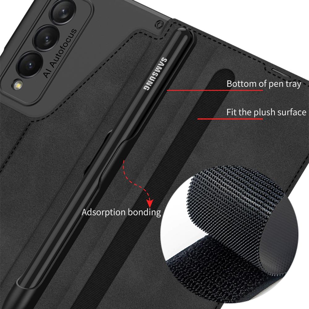 Gkk Capa original para Samsung Galaxy Z Fold 4 5g Capa de couro porta caneta armadura proteção traseira capa dura