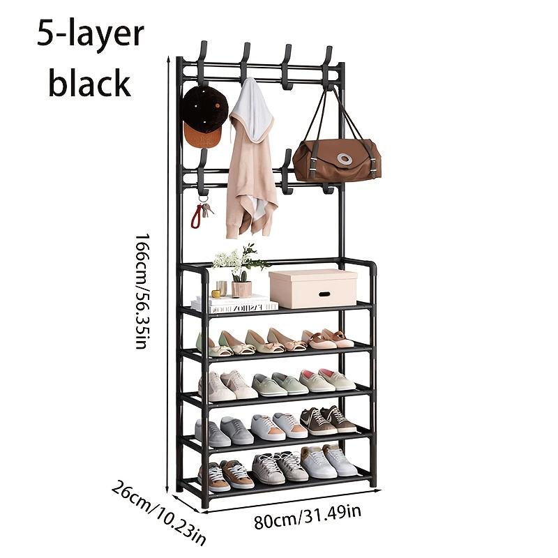 8 Hooks 4/5-layer Metal Frame Multi-Functional Shoe and Hat Rack | Space-Saving Large Capacity Storage, for Living Room, Entryway, or Corner Use