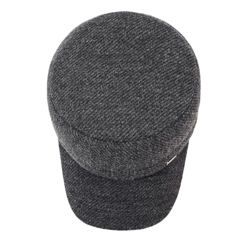 Winter Men's Hat Velvet Thick Ear Protection Wool Flat Cap Middle-Aged Outdoor Warm Cotton Hat