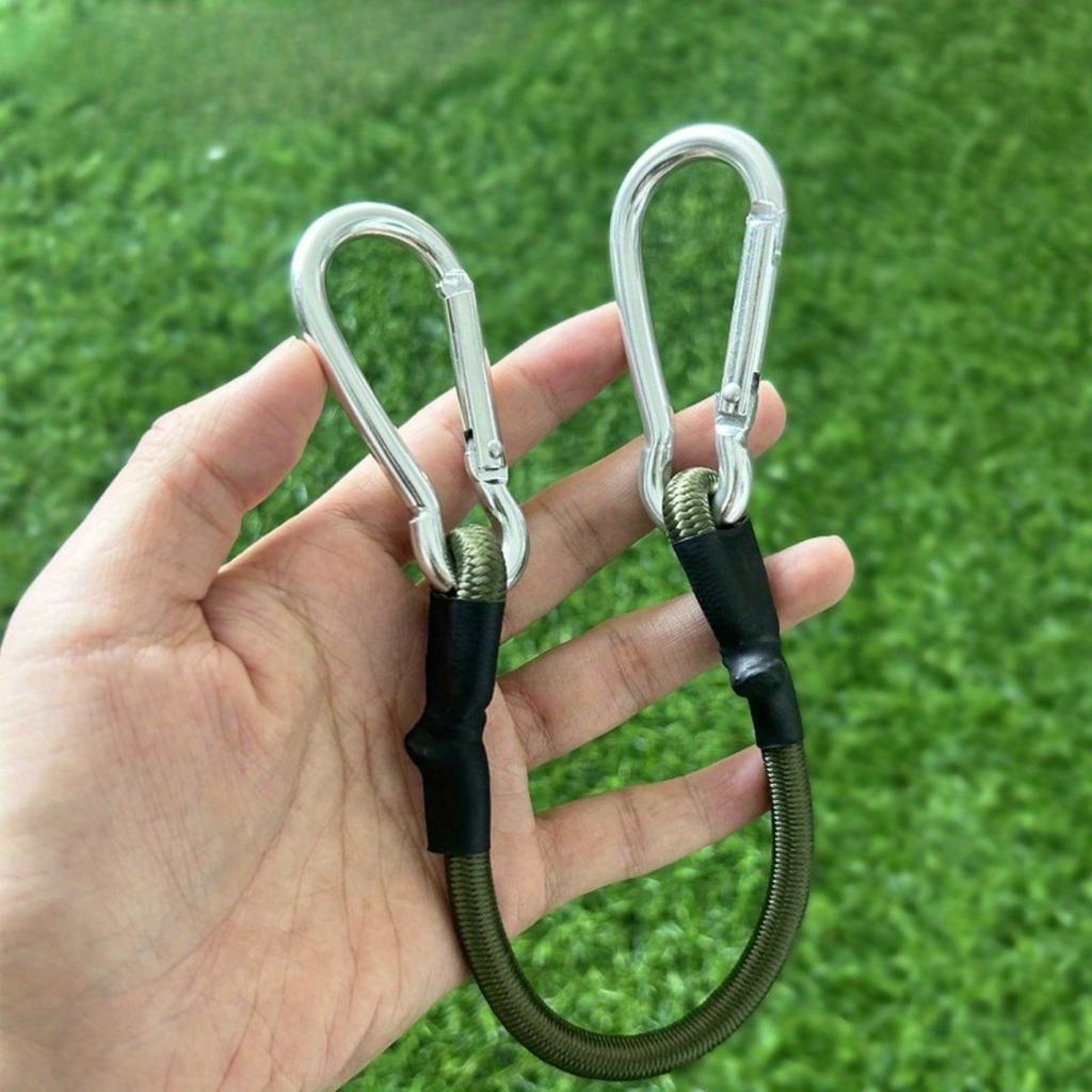2pcs Heavy-Duty Elastic Rope with Carabiner Hooks, Flexible and Durable 12-Inch Lanyard for Baggage, Cargo