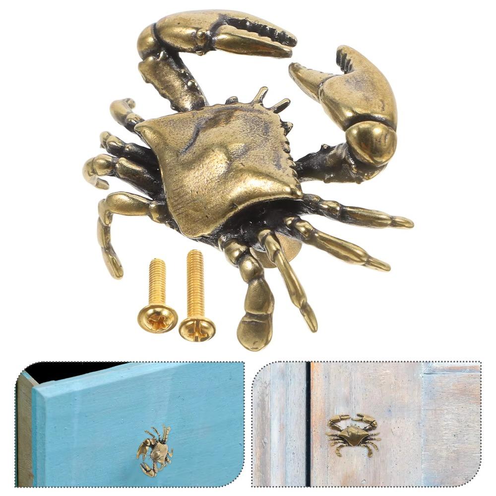 Hardware Crab Design Drawer Handles Luxury Closet Door Knobs Vintage Brass Cabinet Pulls  Window