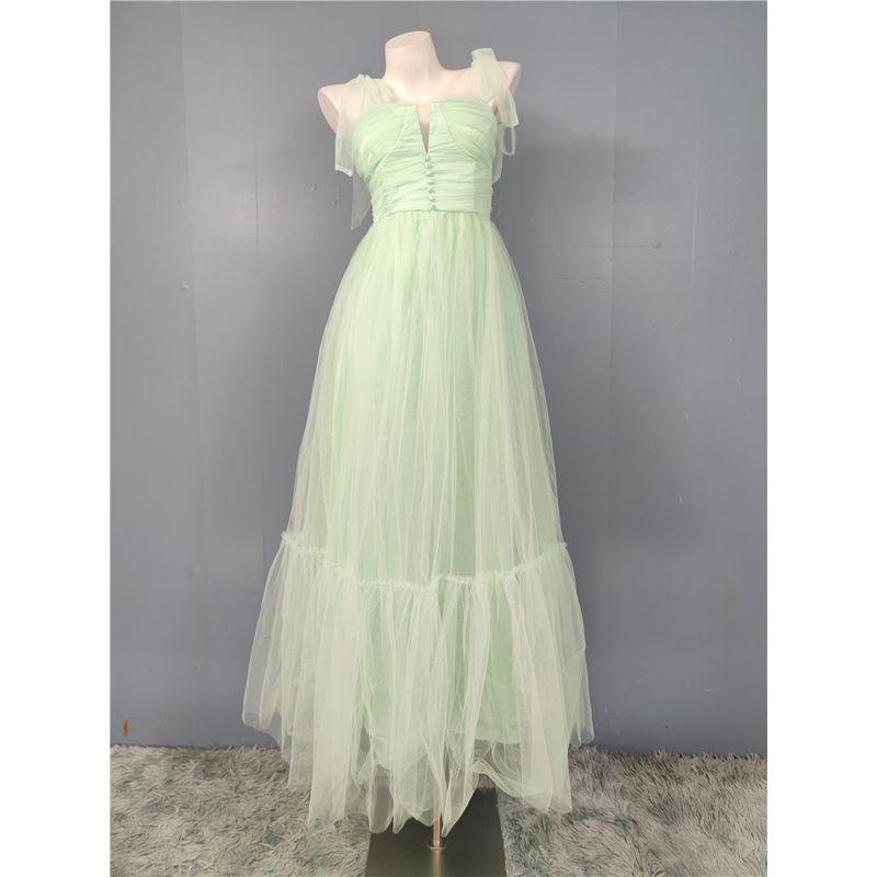 Foreign Trade Order in Home Aura Puffy Large Swing Skirt Vacation Mesh Slimming Beautiful Banquet Party Dopamine Dress