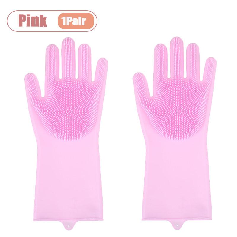 

Reusable Silicone Dishwashing Gloves with Scrubby Bristles Durable Hygienic and Slip Proof for Kitchen Bath and Patio Use