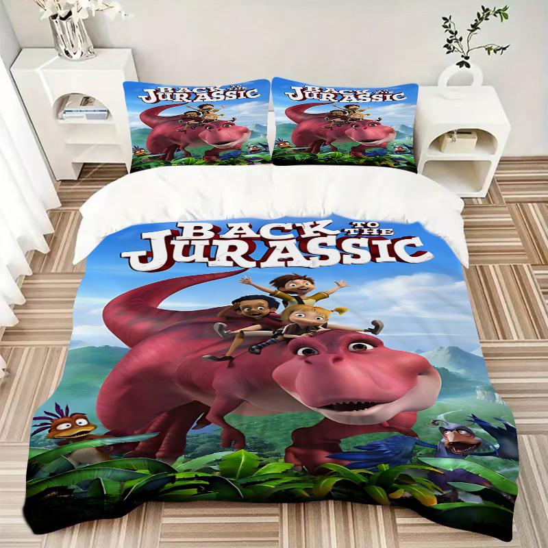 Back Jurassic Print 3Pcs Bedding Set,Duvet Cover with 2 Bedro,Pillowcase Home Birthday Gift