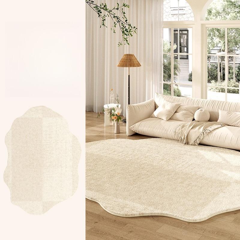 Fluffy Soft Lounge Floor Mat Thickend Plush Bedside Rug Cream Style Bedroom Decor Plush Irregular Shapes Carpets For Living Room