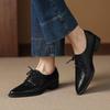 New Women's Leather Shoes Comfortable Fashion Shoes Rubber Soft Sole Pointed Four Seasons Wear Cowhide Lace-up Small Leather Shoes
