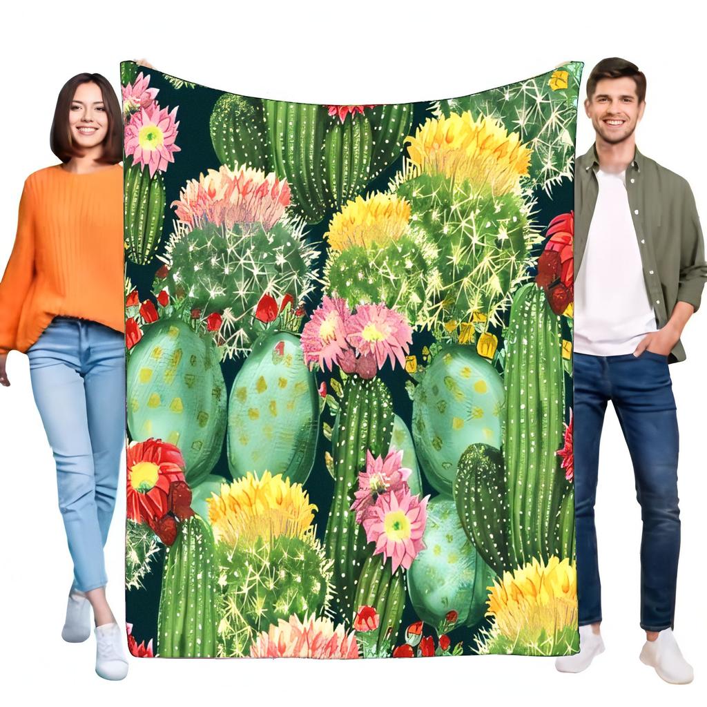 Cactus Floral Blanket Cozy Soft Throw for Home Decor Lightweight Perfect Birthday Gift for Nature Lovers