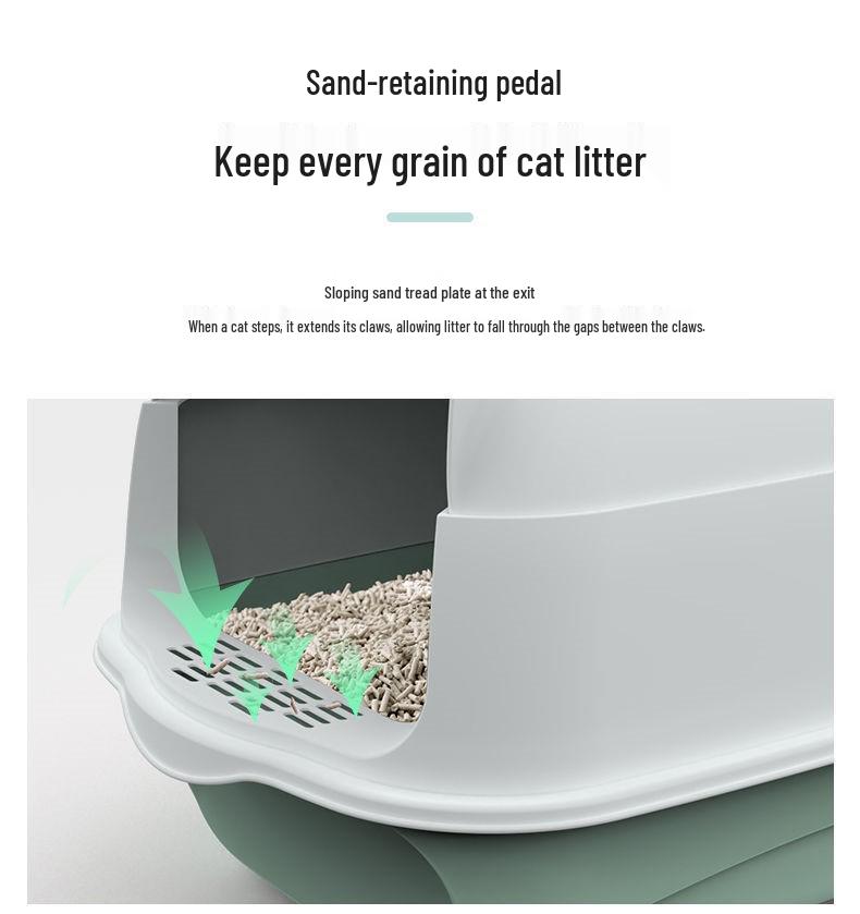 Fully Enclosed Oversized Cat Litter Box with Deodorizing Anti-Splash Design