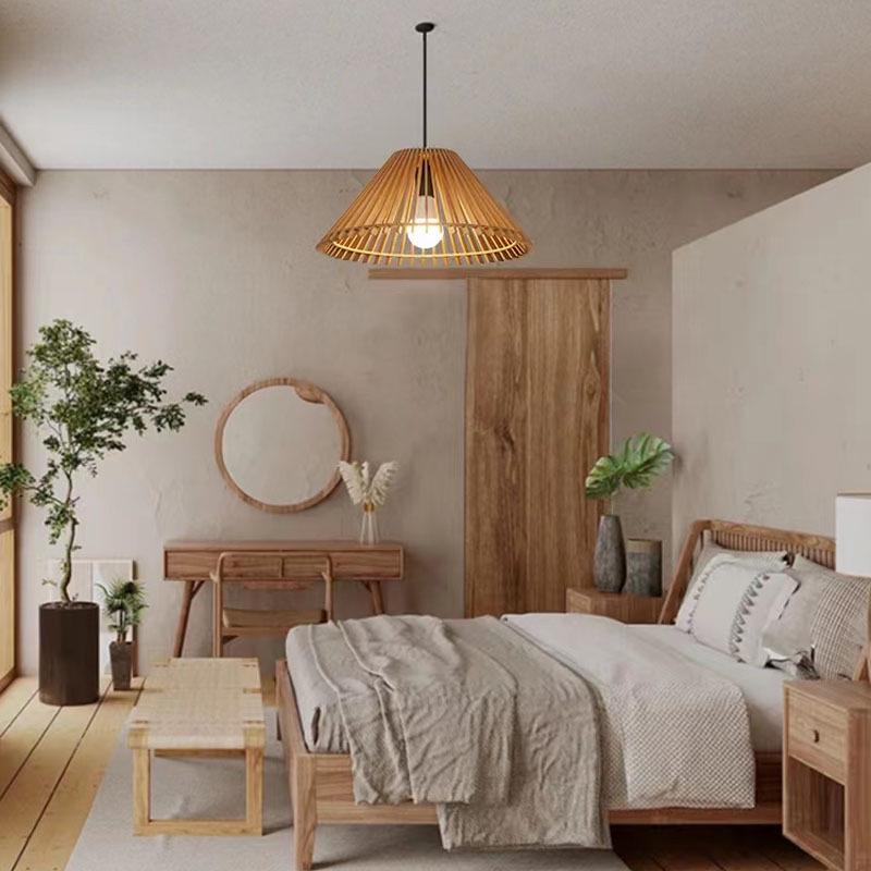 Zen Japanese Wood Pendant Light for Tea Rooms, Restaurants, Bedrooms, and Living Rooms