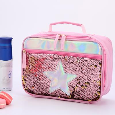 Hochwertige, modische, wasserdichte, isolierte Lunchbox mit umgekehrten Pailletten für Kinder, Mädchen und Jungen, glitzernde Tragetasche, Kühltasche, Picknicktasche für Lebensmittel