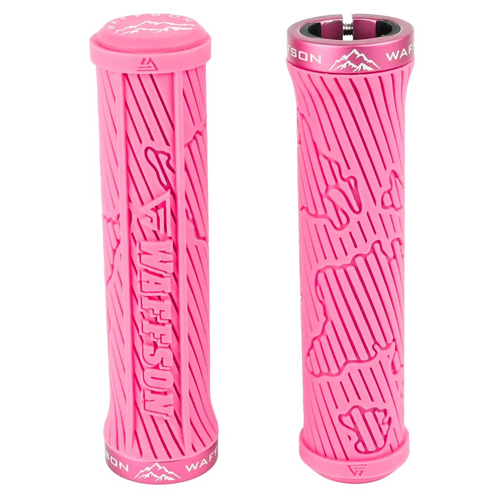 WFS World Map MTB Grips Single Clamp Ergonomic Mountain Bike Handlebar Grips Comfortable Vibration Damping for and Downhill Berry Pink Lock-On –