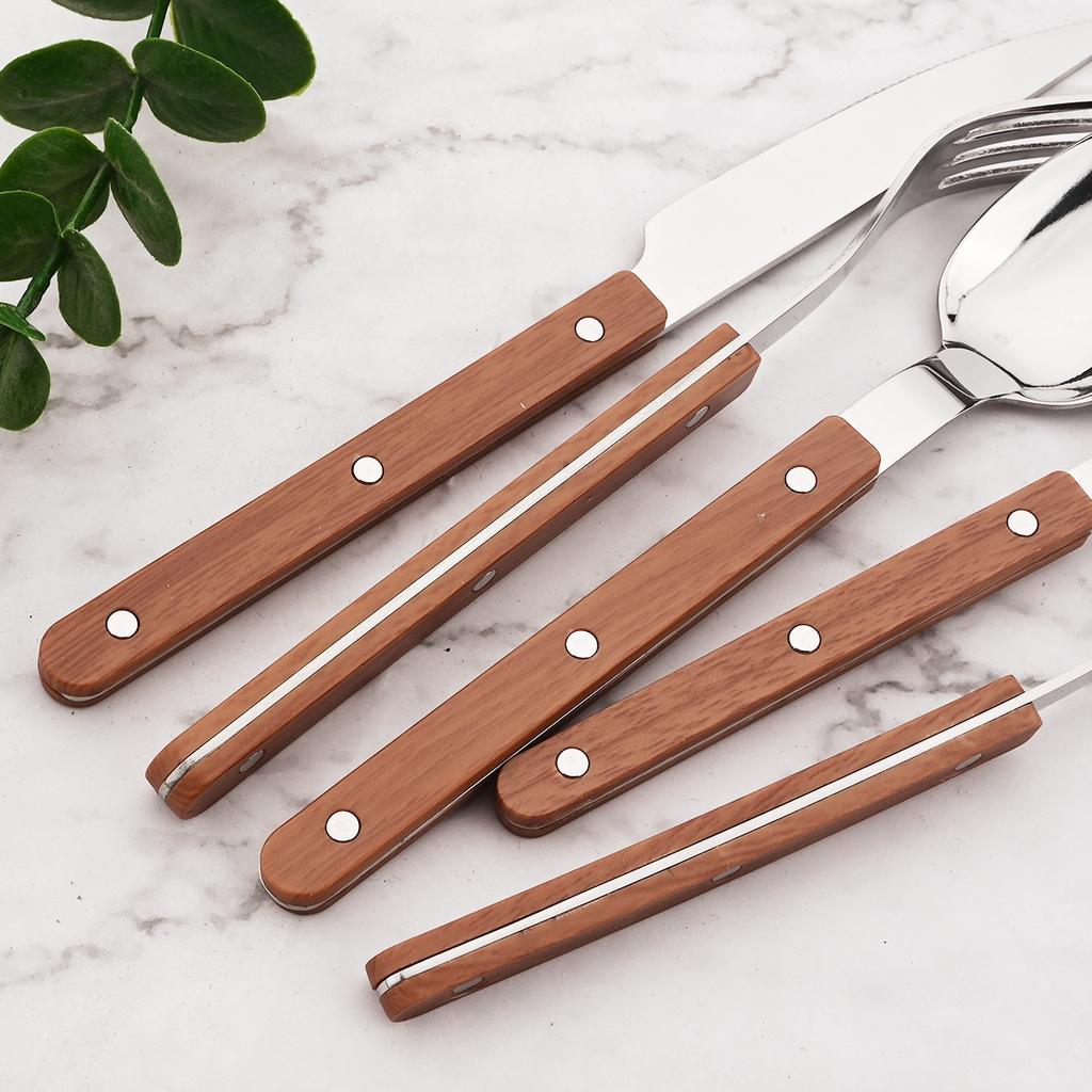 20-Piece Silverware Eating Utensils Set with Retro Handle, Service for 4, Stainless Steel Flatware Knife Fork Spoon Set Mirror Dishwasher Safe