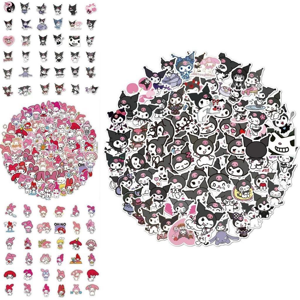 100 Stück Kuromi My Melody Sticker Niedlich Wasserdicht Kawaii Aufkleber für Gepäck und mehr