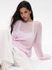 2025 Spring/Summer European-American Hollow Knit Sweater: Women's Thin, Large Round Neck, Trumpet Sleeve T-Shirt