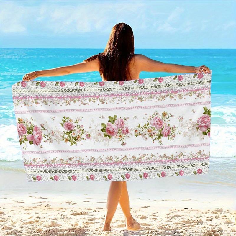 Vintage Viktorianische Florale Spitze Rosa Rosen Handtuch, Weiche Mikrofaser für Schwimmen Reisen Spa
