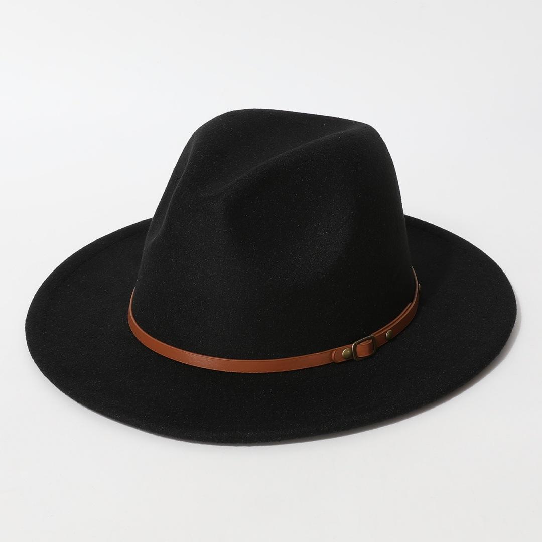 

Popular flat-brim woolen hat, autumn and winter trendy British jazz hat, unisex retro color-blocking felt hat that makes the face look smaller Average Size чорний