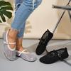 Spring and Summer New Round Buckle Strap Shallow Mouth Single Shoe Women's Mesh Woven Fashionable Hollow Out Versatile Sandals