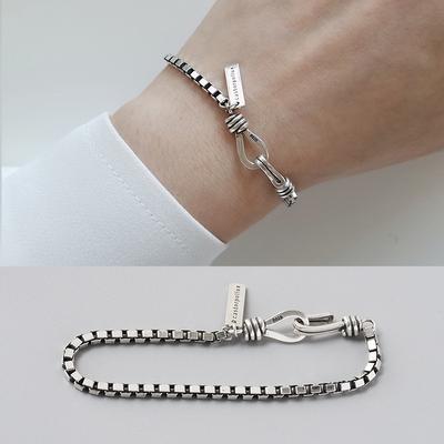 925 Sterling Silver Korean Style Vintage Geometric Bracelets Bangles For Women Wedding Couple Fashion Party Jewelry