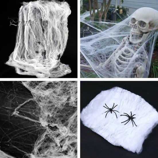 Spinnennetz, einfarbig, dekorativ, lebendige knstliche Spinnennetze und  Spinnen fr Halloween