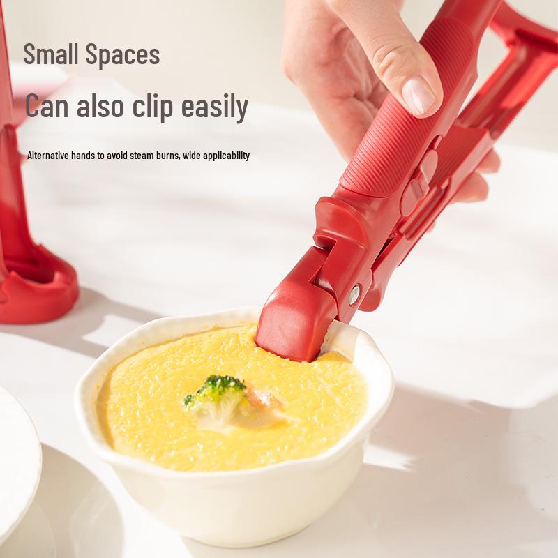 Non-slip Bowl and Plate Lifter - Dual-use Anti-scald Clip for Kitchen Bowls and Plates Red Anti-scald Clip
