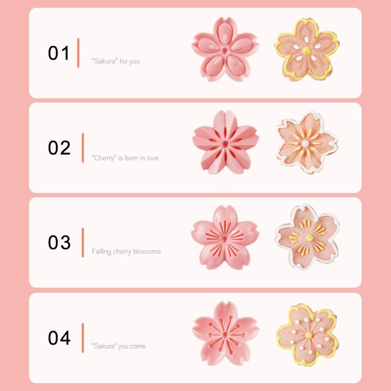 5pcs/set Sakura Cookie Mold Stamp Biscuit Cutter Cherry Blossom Flower DIY Floral Mooncake Mold Fondant Baking Tool