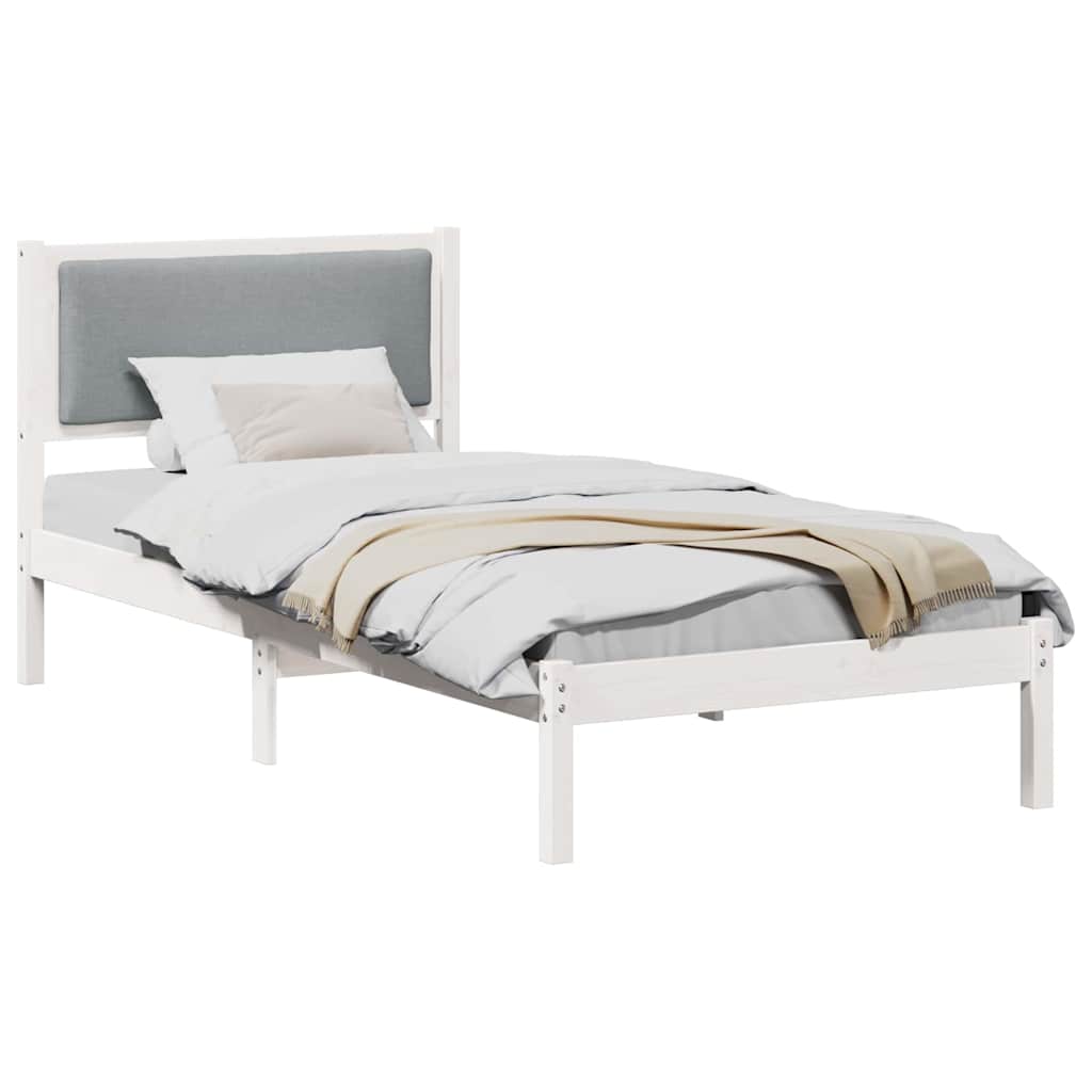 Bed Frame Light Grey 90 x 190 cm Solid Pine Wood