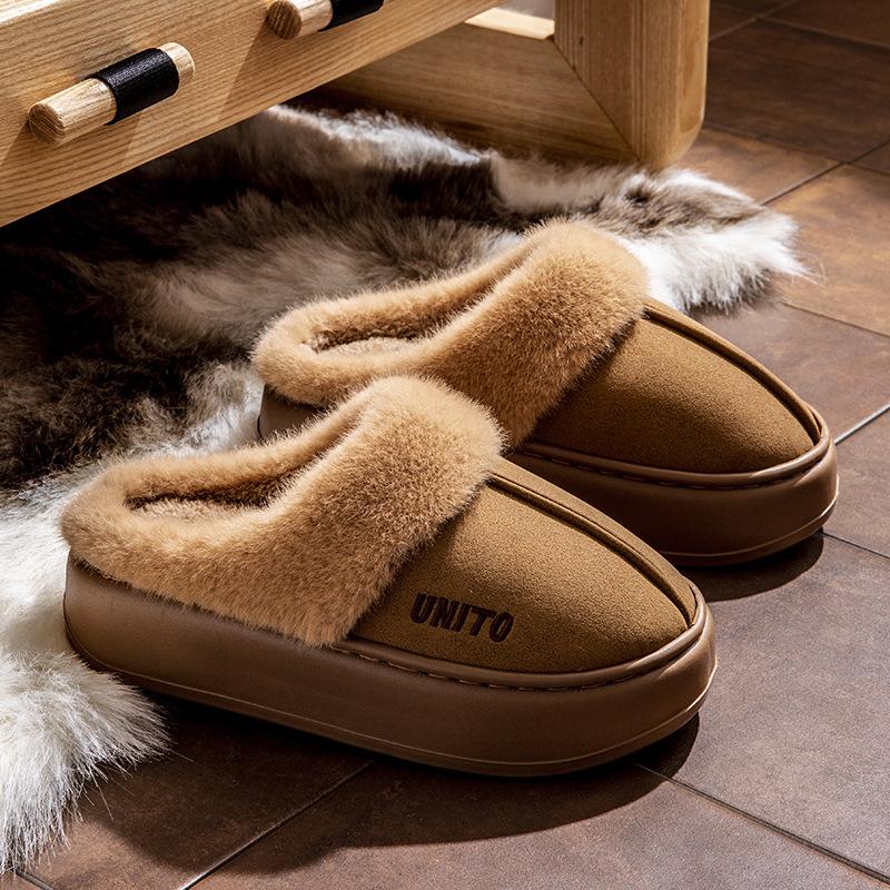 Fashion Shevalues Winter Fluffy Women's Slippers Anti-slip Indoor Slides Thick Bottom Cotton Slides Fluffy Comfy Warm Outdoor Slippers