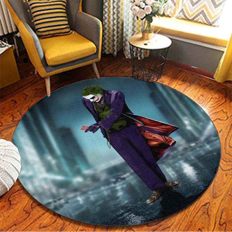 Horror Movie Character Joker Pattern Round Carpet Area Rug Nordic 3D Joker Clown Carpet Cartoon Carpet Dining Room Decor