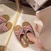 Fashion The 2025 New Bohemian Flat-bottomed Woven Cross-strap Slippers for Women's Summer Wear Have A Niche Design