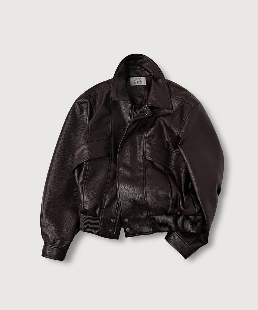 MOOD INSIDE Compact Leather Blouson_Brown