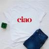 Ciao Design Pattern Summer Casual Letter Print Fashion Round Neck Summer Womens Versatile Cotton Comfortable TShirt Tops