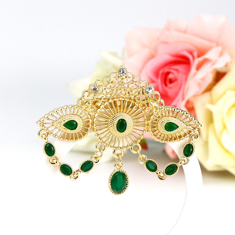Fashion Crown Brooch Ladies Gold Color Crystal Bohemian Wedding Jewelry