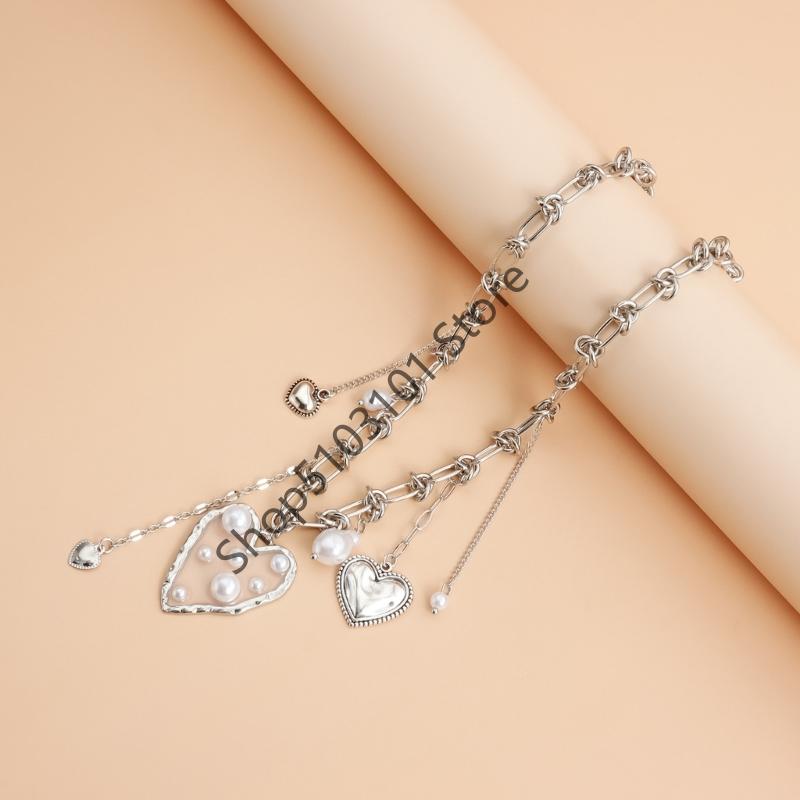 Irregular Heart Shaped Pearls Necklace Fashion Jewelry Irregular Chain For Women Elegant And Stylish Accessory