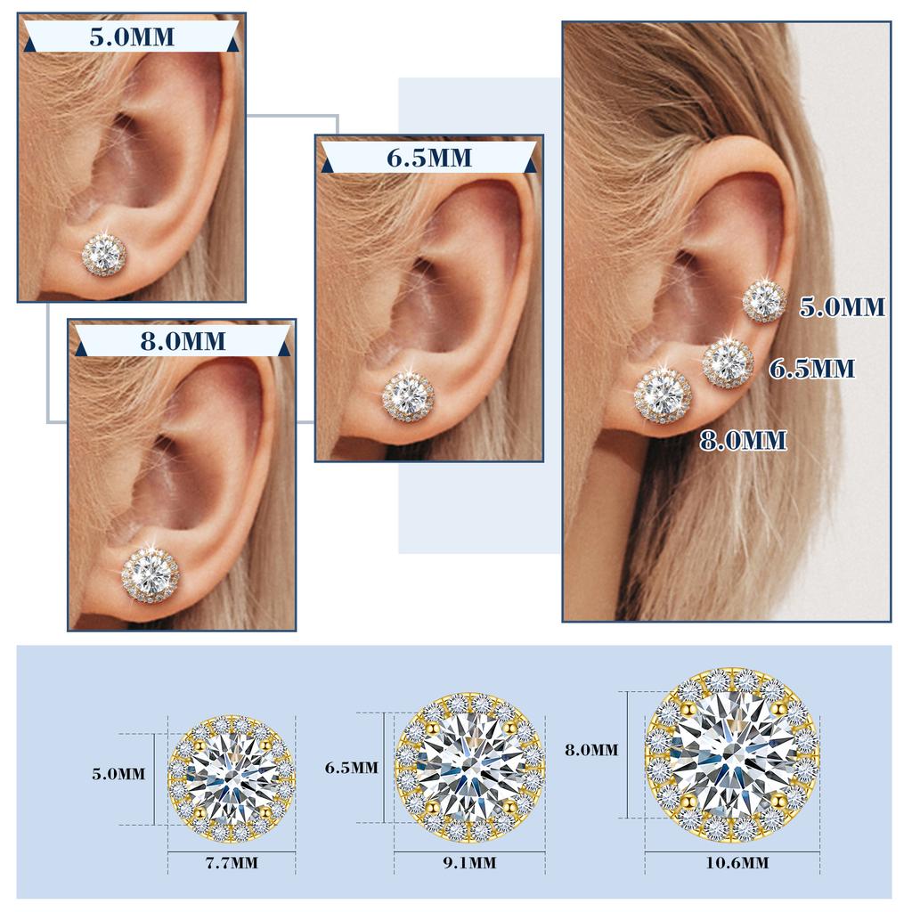 Orecchini Rotondi in Argento 925 con Moissanite da 0,1-4 Carati Fidanzamento Matrimonio Quotidiano Festa Viaggio Gioielli Regalo di Natale Per Donne