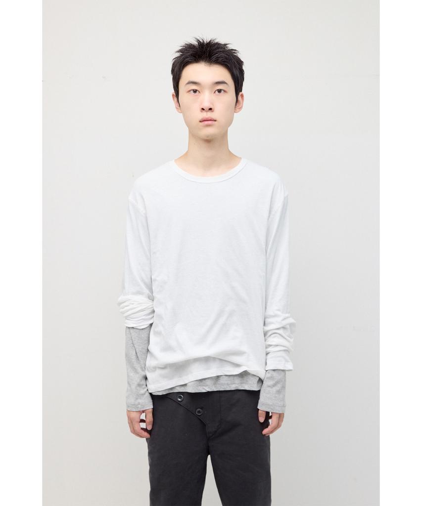 HATCHINGROOM Two Face Ringer Tee M.Grey/White