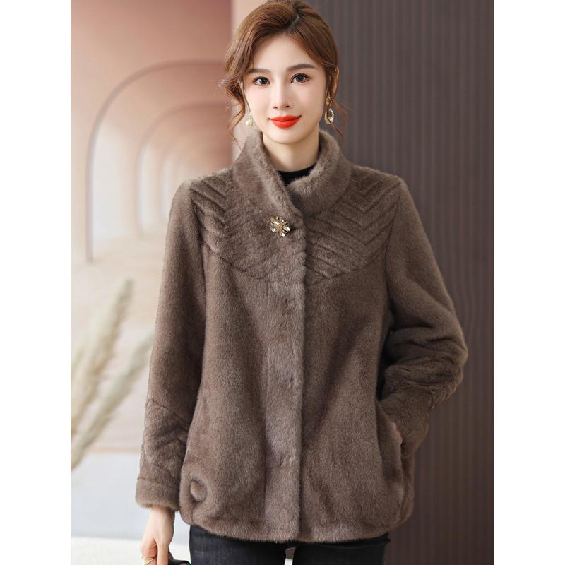 

Осенне-зимнее женское пальто норковая шуба большого размера свободная мягкая удобная меховая куртка XXXXXL кофейный